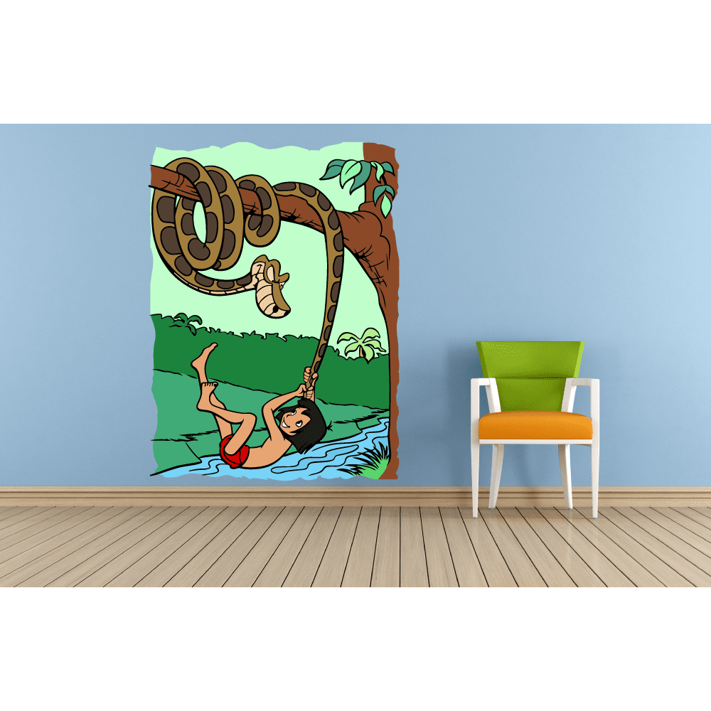 Jungle Book Mowgli Kaa Cartoon Colorful Decor Wall Sticker Art Design