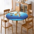 thumbnail image 4 of Bright Sunshine Through Deep Blue Sea Round Fitted Tablecloth with Backing Elastic Edge Design Table Cover Waterproof Oil-Proof Table Cloth Stain-Resistant Wipeable for Round Table, 4 of 5
