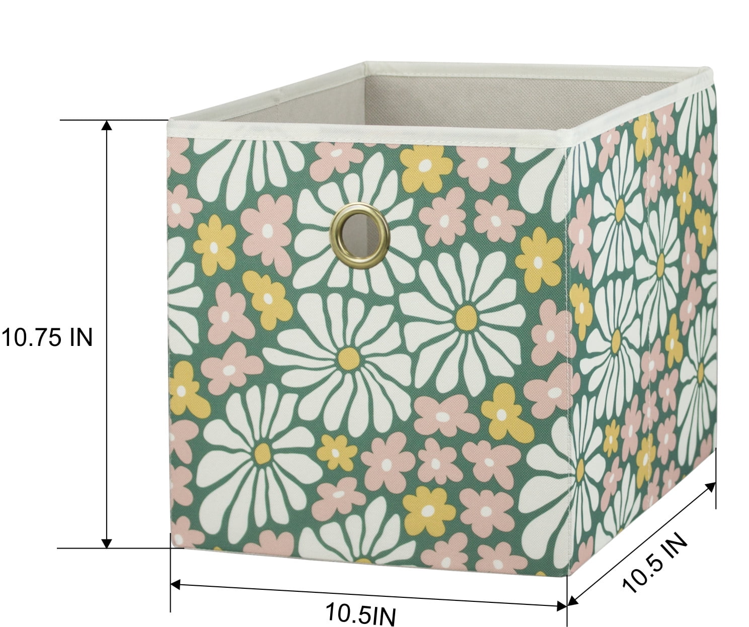 Mainstays Collapsible Fabric Cube Storage Bins (10.5" x 10.5"), Groovy Floral, 4 Pack