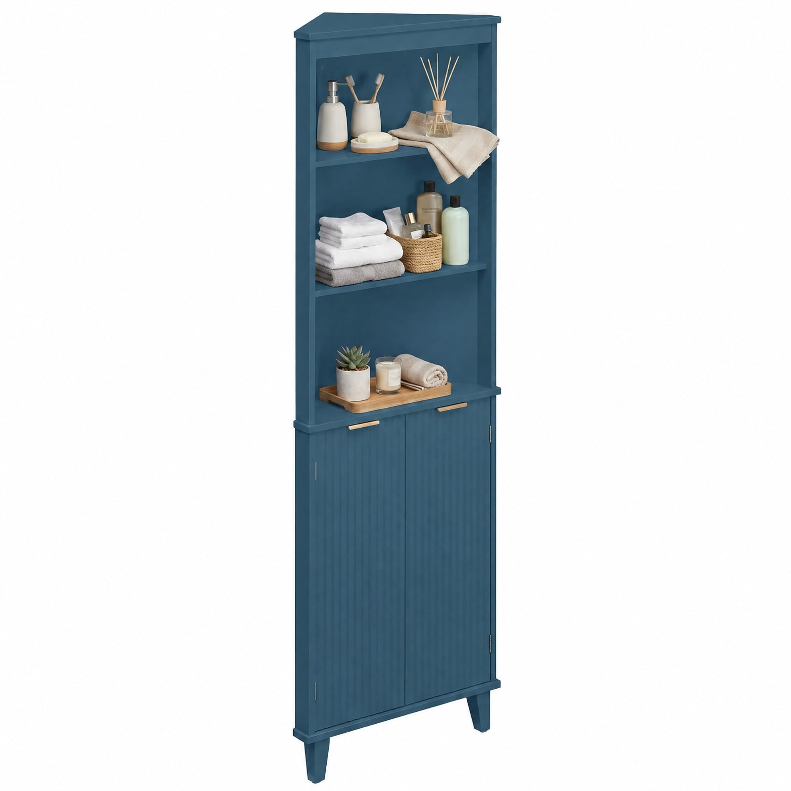 Vebreda Freestanding Bathroom Storage Cabinet, 68 Inch Tall Bathroom Floor Storage Cabinet with Fluted Doors, Space-Saving Design