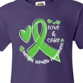 thumbnail image 4 of Inktastic Love and Care Mental Health Awareness Green Ribbon Youth T-Shirt, 4 of 5