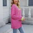 thumbnail image 5 of FRSASU Womens Tops Long Sleeve Casual Striped Color Block V Neck Fashion Loose T Shirts Pink, 5 of 8