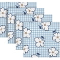 thumbnail image 5 of GZHJMY White Flower Plaid Cloth Napkins Set of 1, Reusable Washable Oversized Table Napkins for Family Wedding Dinner Party Home Decor, 20 Inch Decorative Washcloths, 5 of 7