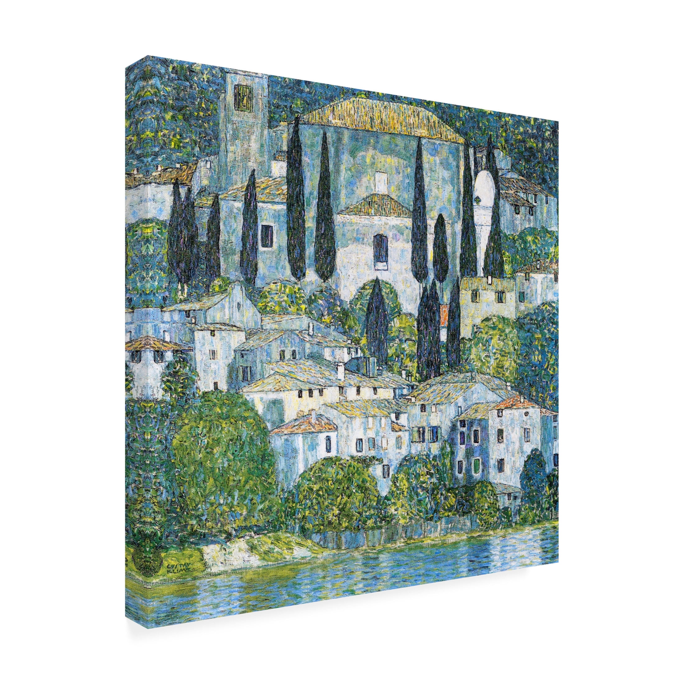 Canvas Wall Art - Pictufy 'Kirche In Cassone 1913' Wall Art for Living Room, Bedroom, or Office Décor by Trademark Fine Art - 18 x 18 Inches