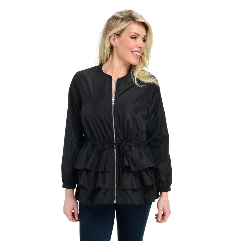 peplum drawstring windbreaker jacket