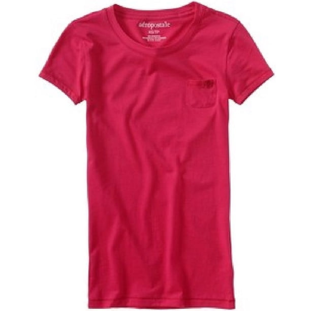 Aeropostale Womens A87 Small Pocket Graphic T-Shirt, Pink, Medium