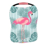 ECZJNT Tropical exotic pink flamingos palm leaves Nursing Cover Baby Breastfeeding Infant Feeding Cover Baby Car Seat Cover