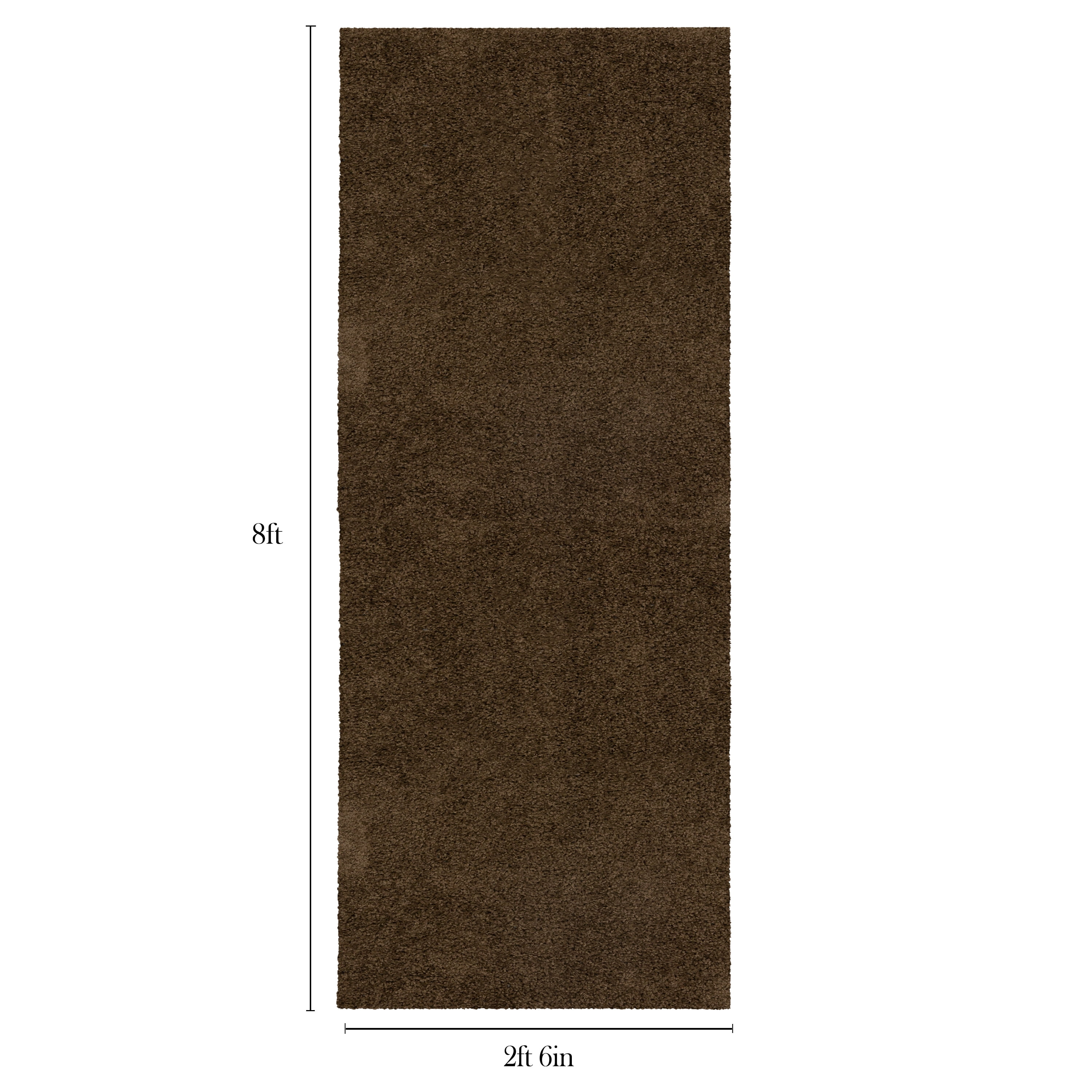 Mainstays Traditional Solid Shag Indoor Runner Rug, Brown Suede, 2 ft 6 in x 8 ft