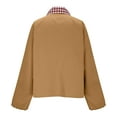 thumbnail image 3 of Nokdvo Lightweight Cropped Jacket Trendy Plaid Collar Zipup Casual Overcoat Lapel Collar Snap Button Single Breasted Outerwear with Pockets,Light Brown S, 3 of 7