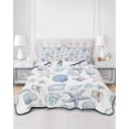 thumbnail image 2 of Quilts Queen Size Bedding Set, Coastal Nautical Reversible Summer Quilt 3 Pieces, Watercolor Beach Shell Starfish Conch Summer Lightweight Bedspreads Coverlets with 2 Pillow Shams for All Seasons, 2 of 5