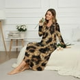thumbnail image 3 of Tutolipy Leopard Print Nightgowns for Women Long Sleeve Sleepwear Breathable Loungewear V Neck Sleepshirts for Home, 4XL, 3 of 7