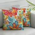 thumbnail image 3 of nygtbtfer Outdoor Throw Pillow Covers , Covers ONLY Modern Pattern Decorative Square Toss Pillow Case Pack of 2 for Home Patio Garden Sofa Bed Furniture, Flower Multi White, 3 of 7