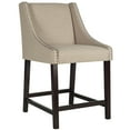 thumbnail image 3 of SAFAVIEH Dylan Modern Linen Espresso Rubberwood Counter Stool, Beige, 3 of 7