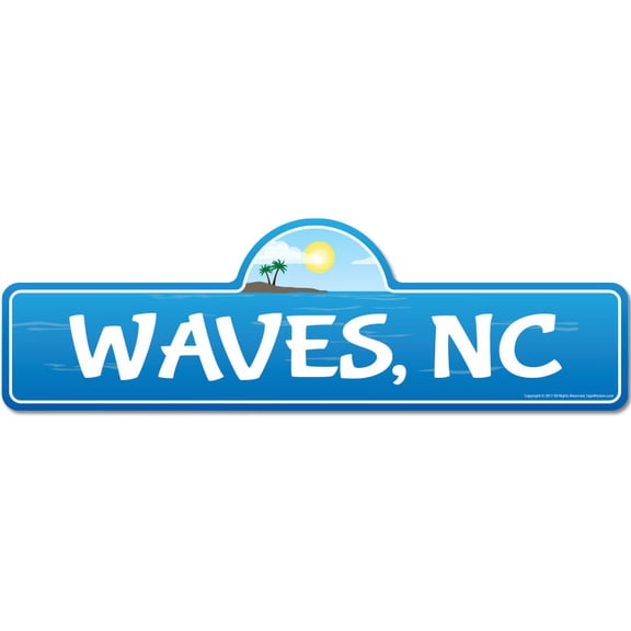 Waves NC North Carolina Beach Street Sign | Indoor/Outdoor | Surfer Ocean Lover Décor For Beach House Garages Living Rooms Bedroom | Signmission Personalized Gift