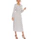 thumbnail image 4 of VISgogo Vestido casual de primavera para mujer, vestido midi de ajuste regular con cuello redondo y manga larga con estampado de lunares VISgogo  moda, 4 of 9