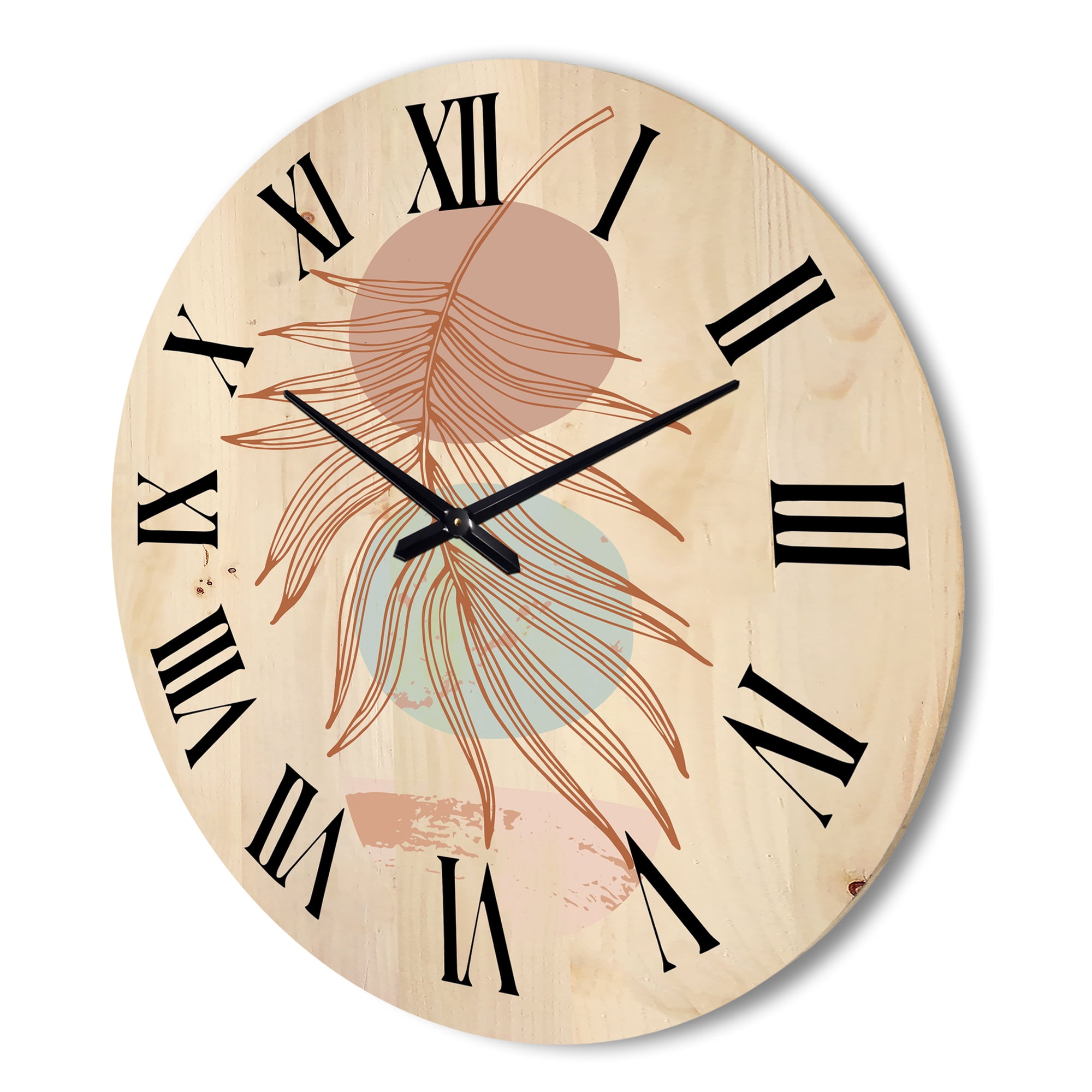 Designart 'Sun and Moon Shapes In Retro Terracotta Tones II' Modern Wood Wall Clock