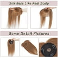 thumbnail image 6 of MY-LADY Hair Toppers for Women Real Human Hair with Bangs 3 Clip In Remy Topper Hairpiece for Thin Hair Natural Looking Hair Extensions 12inch #06 Light Brown, 6 of 8
