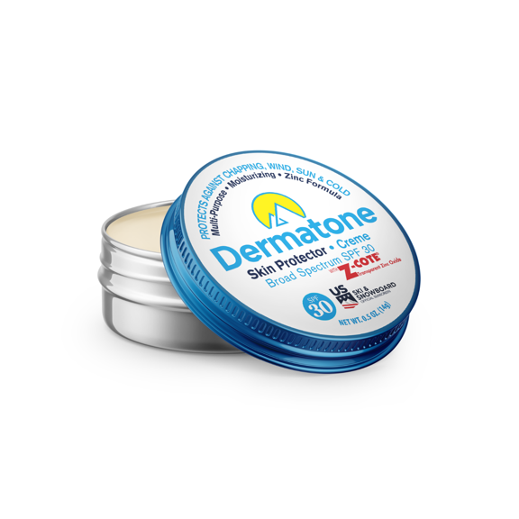Dermatone Mini Tin w/ Z-Cote Sunscreen SPF 30, Lips and Face Protection Cream, UVA/UVB SPF30, Clear Zinc Sunscreen Protects against Chapping, Windburn, Sunburn, and Frostbite 0.50 oz - Pack of 2