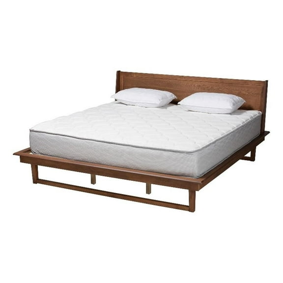 Bowery Hill Ash Walnut Finished Wood Queen Size Platform Bed