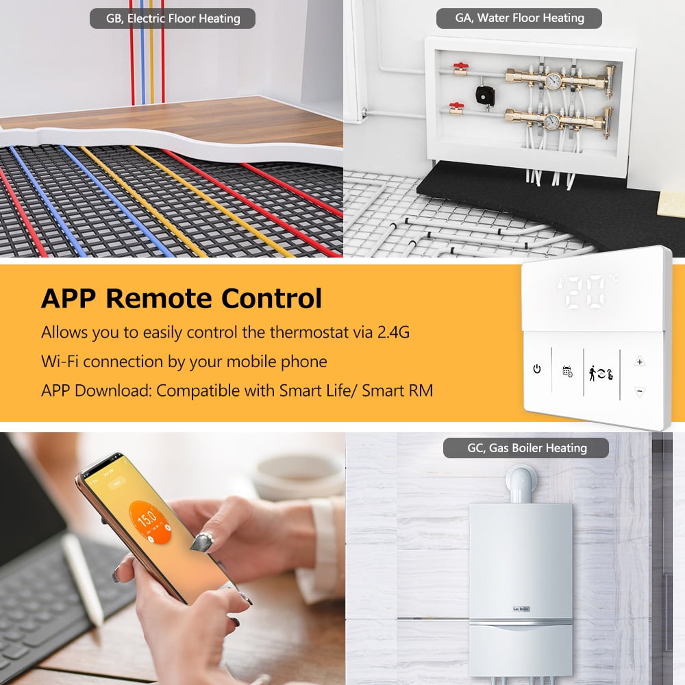 BESPORTBLE Digital Thermostat Smart 3A Programmable Touch Screen Control Wireless Heating Appliance for Indoor Office Heating Home BESPORTBLE Digital Thermostat Smart 3A Programmable Touch Screen Control Wireless Heating Appliance for Indoor Office Heating Home