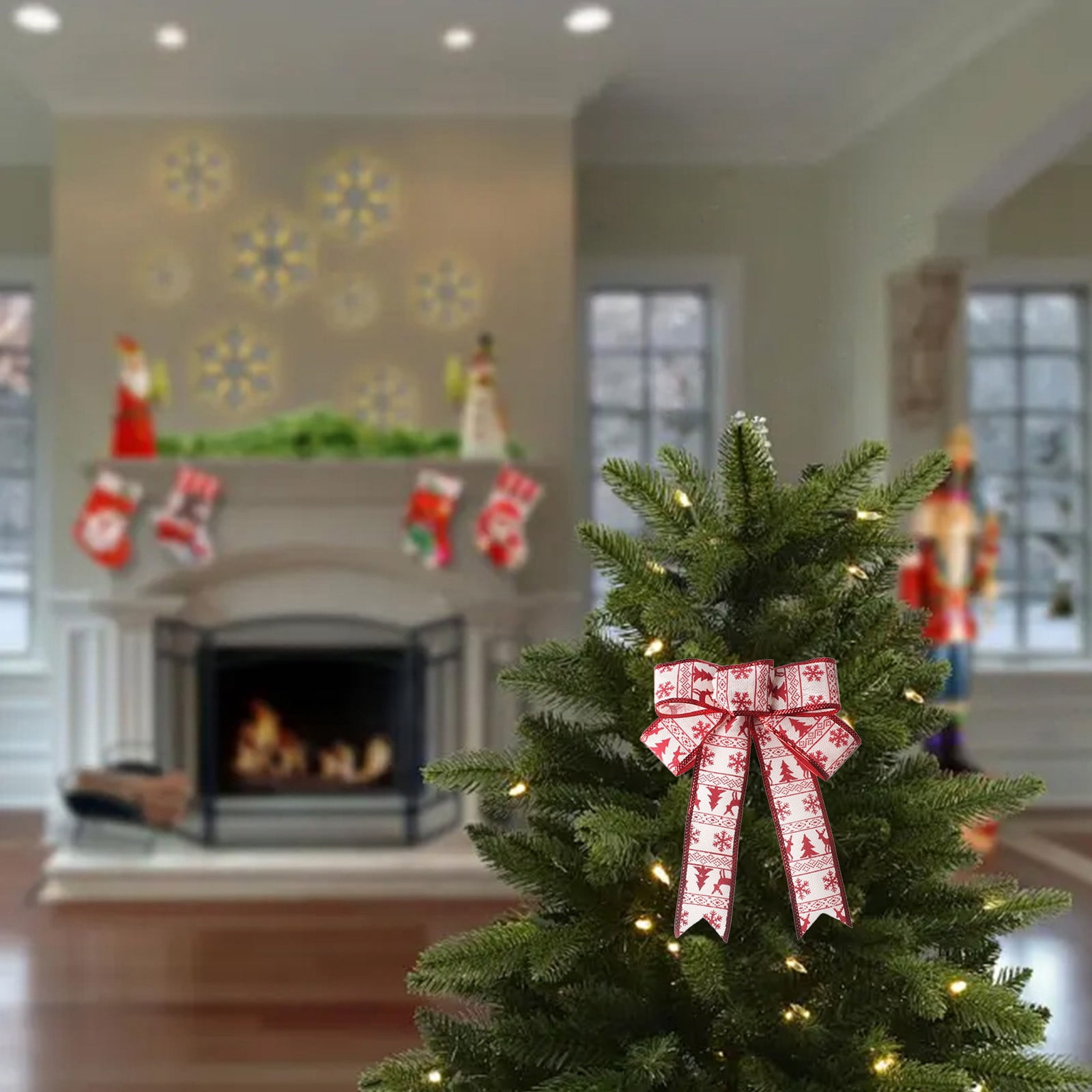 Nœud Géant Pour Sapin De Noël - Décoration Murale Ou De Porte - 65x105 Cm - Ruban Satiné - Pour Intérieur Et Extérieur - 3