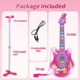 thumbnail image 4 of JoyStone Guitar and Microphone Set for Kids with Music & Colorful Light, Adjustable Height Microphone with Stand, Guitar Toys for Boys and Girls, Pink, 4 of 10