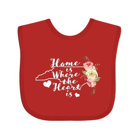 

Inktastic North Carolina Home is Where the Heart is with Watercolor Boys or Girls Baby Bib
