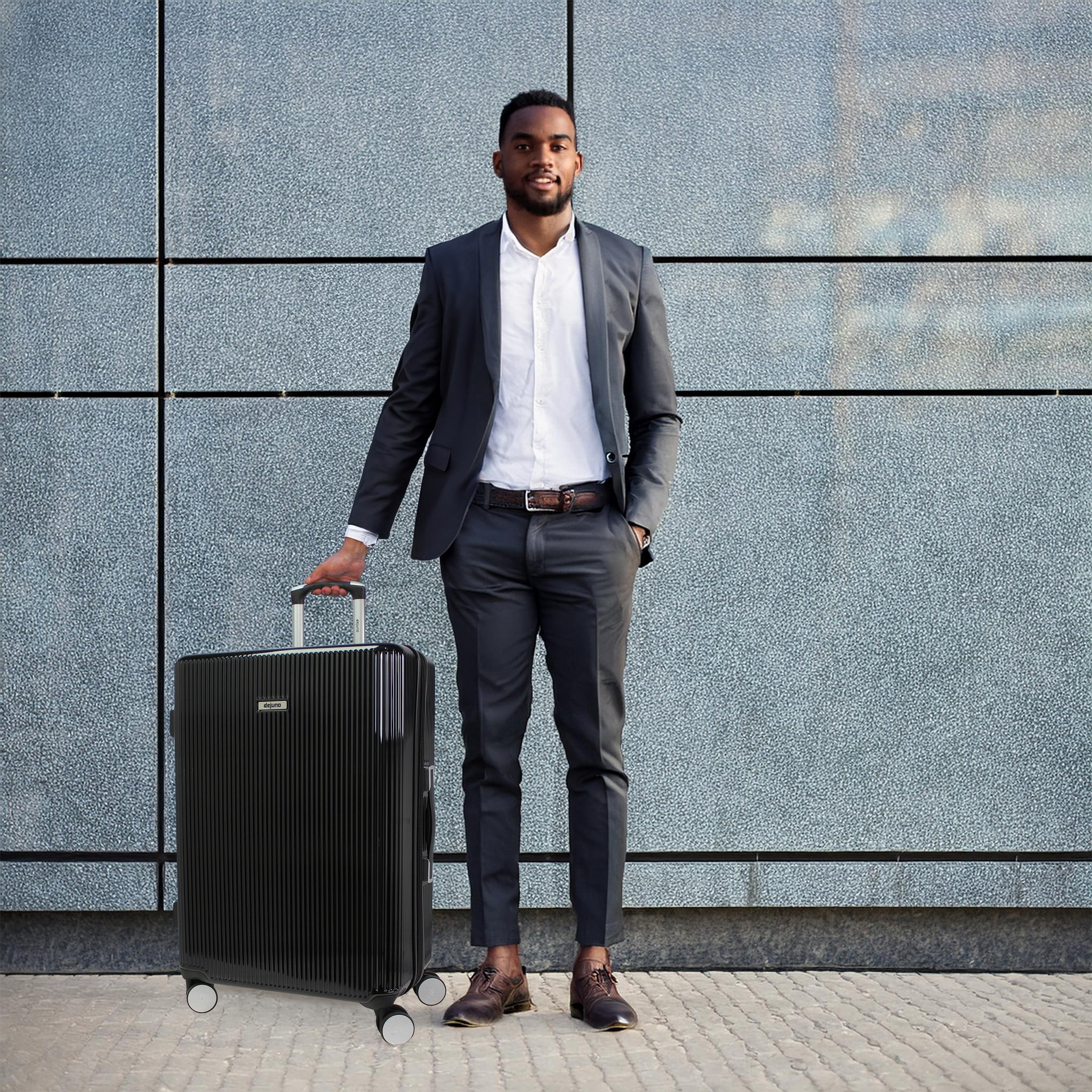 World Traveler Dejuno Monarch 3-Piece Polycarbonate Spinner Luggage Set - Black