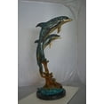 thumbnail image 2 of Nifao Two Dolphins Outdoor Fountain Statue, Bronze Garden Water Feature Sculpture with Marble Base for Patio & Yard – Garden Outdoor Decor Sculpture, 19"L x 15"W x 36"H, 2 of 9