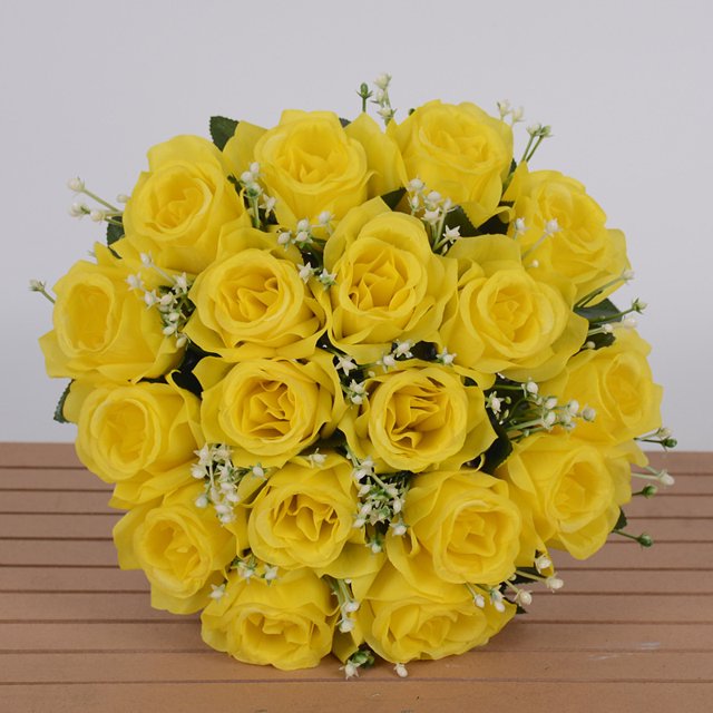 Ramo de rosas de simulación, flores de seda, 18 rosas, para boda, sala de estar, con flores, decoración, flores falsas