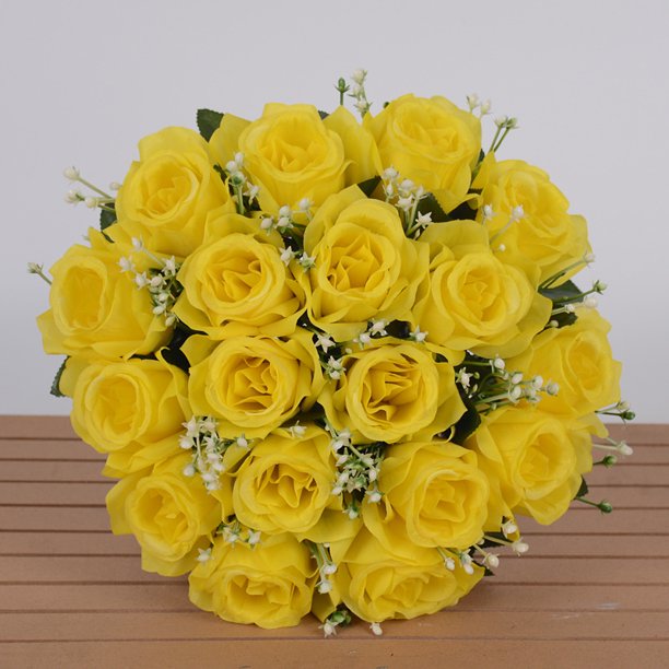 Ramo de rosas de simulación, flores de seda, 18 rosas, para boda, sala de estar, con flores, decoración, flores falsas