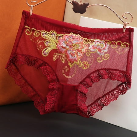 

3PC Underwear Women High Waisted Underpants Panties Middle Waist Lace Briefs Underwear