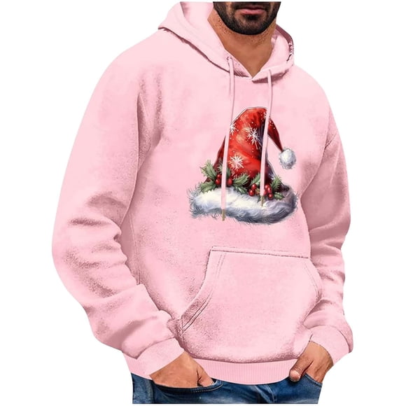 Men's Christmas Chest Snowman Print Casual Sports Pocket Pullover Printed Hooded Sweater
