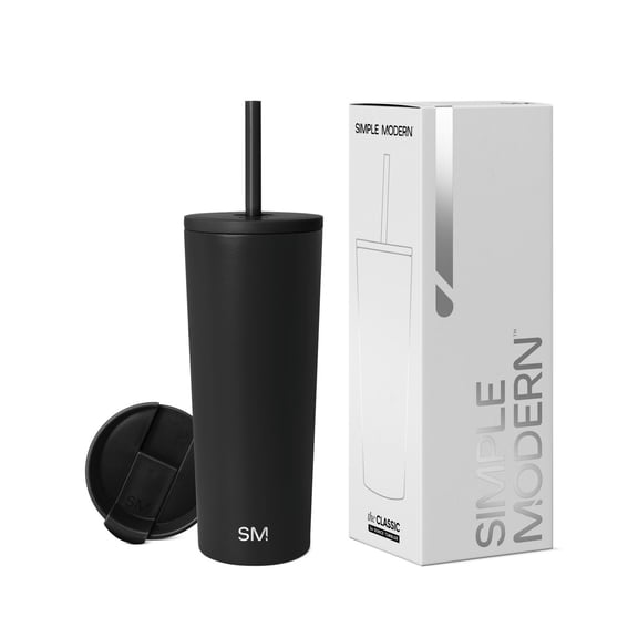 Simple Modern 16oz Classic Tumbler with Straw Lid & Flip Lid - Travel Mug Gift Vacuum Insulated Coffee Beer Pint Cup - 18/8 Stainless Steel Water Bottle Pattern: Gold Marble