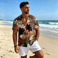 thumbnail image 4 of Uwinwear Linen Cotton Short Sleeve For Men Button Up V Neck Shirts Lightweight Printed Tops Hawaiian Summer Beach Casual Shirts Breathable Casual Wear,Orange,XL, 4 of 8