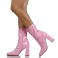 thumbnail image 6 of Delicious Women's Square Toe Mid Calf Block Heel Ankle Bootie, Pink ,  5.5 M US, 6 of 6