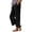 A-Black234, variant on Womens Lightweight Linen Blend Cropped Pants Relaxed Fit Cropped Length Elastic Waist Pant Breezy Vacation Pants