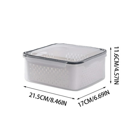 

1 Pack Fruit And Vegetable Storage Containers for For Fridge Draining Fresh Container 3 in 1 Product Storage Container with Lid And Colander