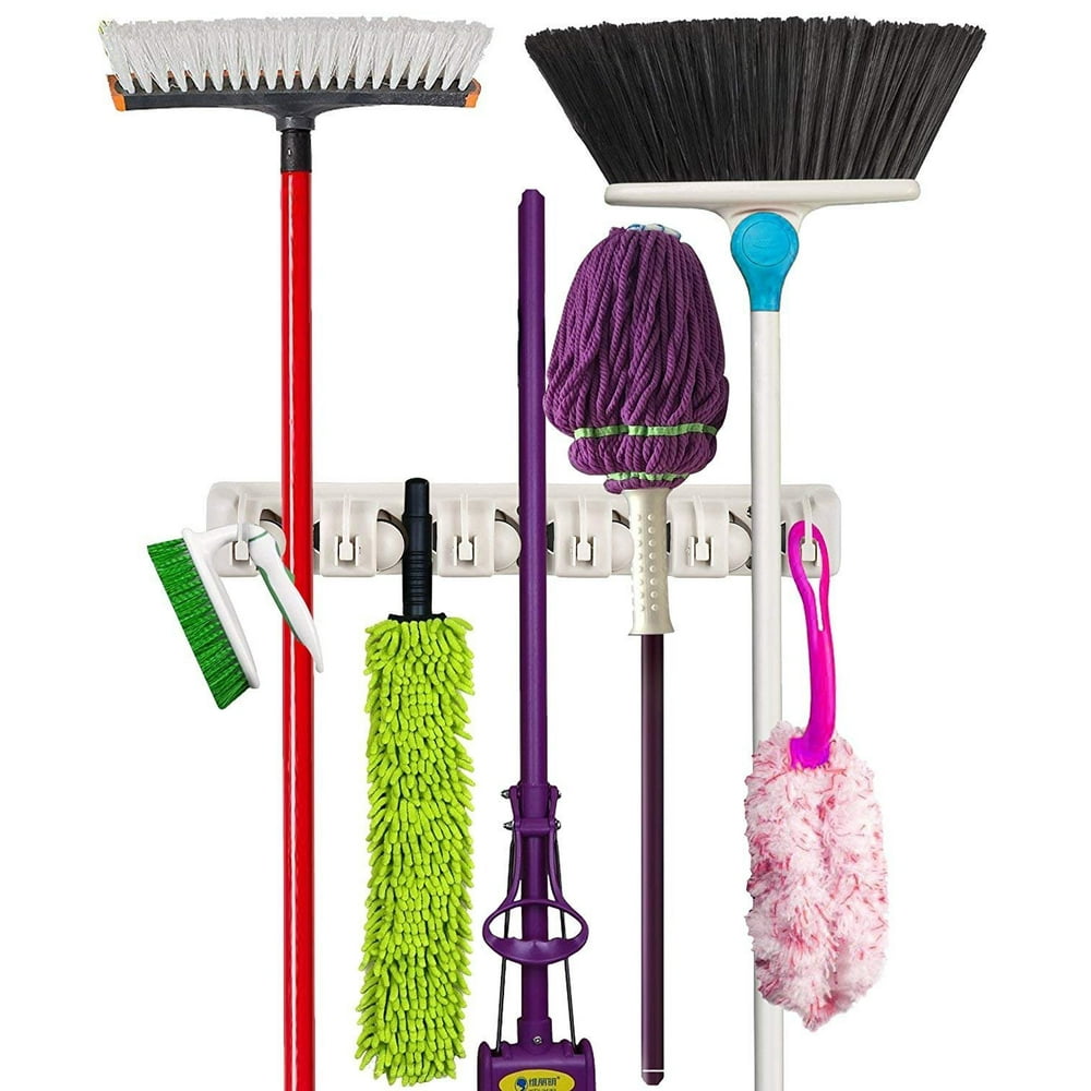 Bastex Wall Mounted Mop and Broom Holder, Storage Rack & Organization