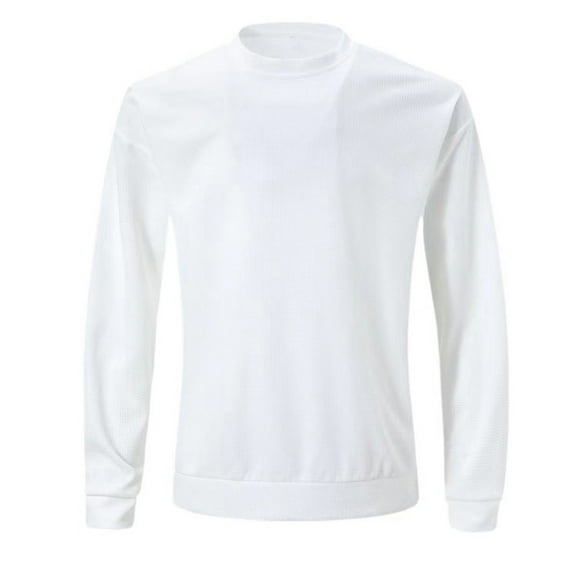 CYiJun Waffle Weave Long Sleeve Shirts for Men Fall Cotton Casual T Shirts Breathable Comfort Basic Tee Shirts,White 2XL