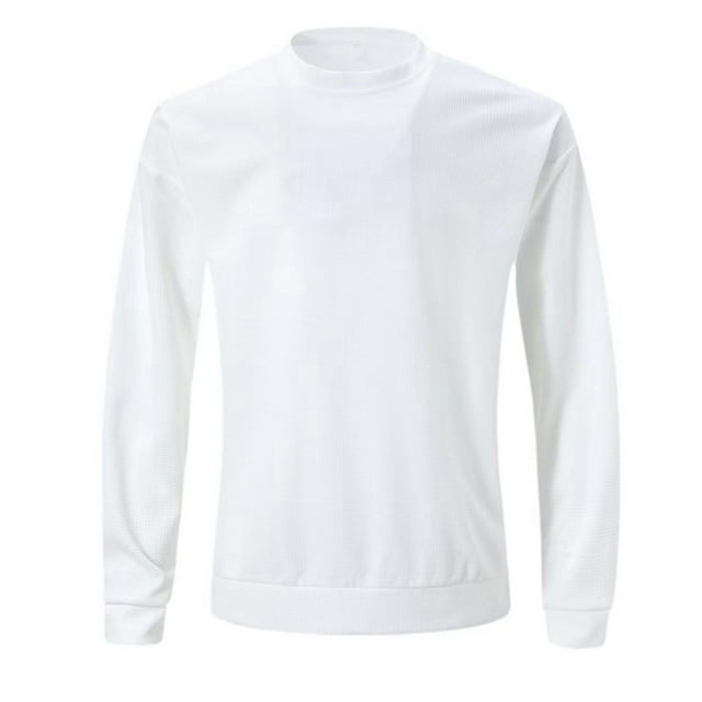 pstuiky camisa de manga larga para hombre, Camisa informal de manga larga con cuello redondo y color liso para hombre camisetas de hombre xl