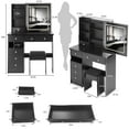 thumbnail image 6 of S-HOME Small Size 29.2" Left Drawer Desktop Vanity Table With Cushioned Stool And Brightness Adjust LED Mirror For Space Saving，Middle, 6 of 8