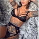 thumbnail image 2 of Conjunto de tres piezas con tirantes de tres puntos y explosiones europeas y americanas, ropa interior sexy con liga hueca, 2 of 5