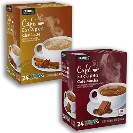 Escapes Chai Latte and Cafe Mocha  Single-Serve Pods  Pack (48 Count)