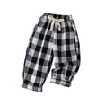 thumbnail image 4 of LYHaoo Boys Plaid Casual Pants Summer Lightweight Breathable Loose Fit Outdoor Trousers For Kids Toddler Youth Girls' Pants(Black), 4 of 7
