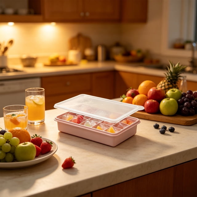 Large Ice Tray With Lid Silicone Ice Cubes Tray 15-Cubes Freezer Ice Molds Ice Maker Molds Ice Cubes Tray
