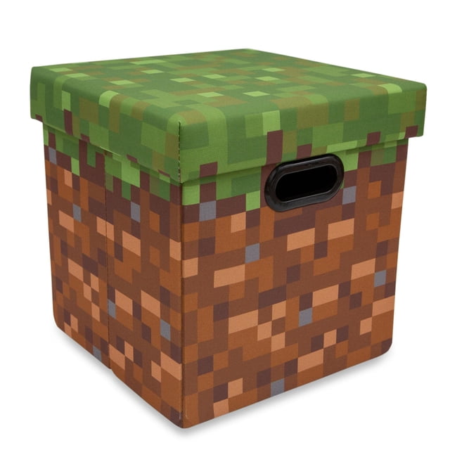 Baúl de almacenamiento Minecraft Grassy Block de 33 cm con tapa