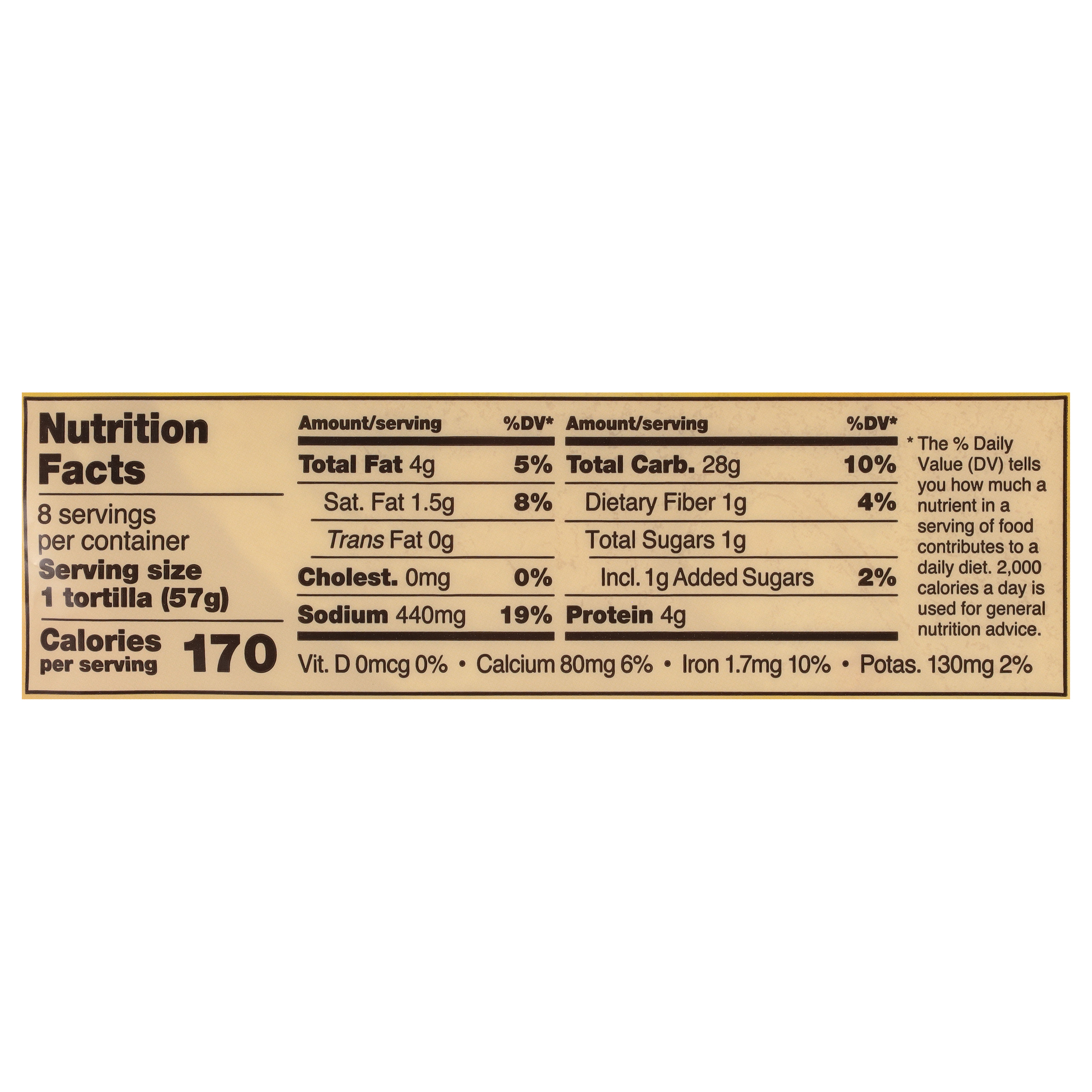Resers Baja Cafe Burrito Flour Tortilla 10", 16 oz, 8 Count