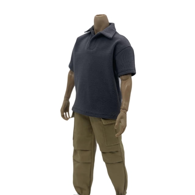 Ropa en miniatura perfke camiseta de Manga Corta y pantalones 1/6 para figura de 12 Gris oscuro