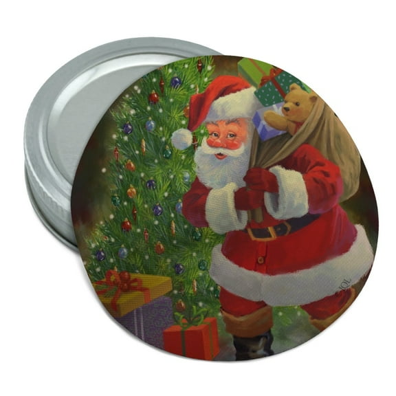 Christmas Holiday Santa Bag of Toys Tree Round Rubber Non-Slip Jar Gripper Lid Opener